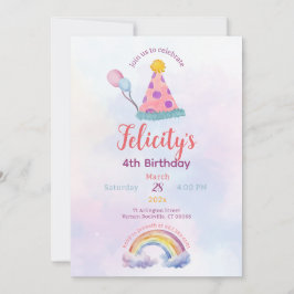 Verjaardagsuitnodiging Regenboog Pastel Eenhoorn E Kaart