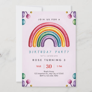 Verjaardagsuitnodiging Regenboog Thema - Kleurrijk Kaart