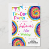 Verjaardagsuitnodiging Regenboog Tiedye Kaart (Voorkant)
