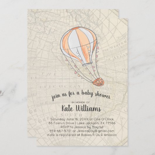 Verjaardagsuitnodiging Reizen Thema Babyfeestje Kaart (Voorkant / Achterkant)