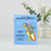 Verjaardagsuitnodiging Rocket Seahorse Kaart (Staand voorkant)