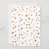 verjaardagsuitnodiging | Roze en gouden confetti v Kaart (Achterkant)