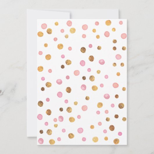 verjaardagsuitnodiging | Roze en gouden confetti v Kaart (Achterkant)