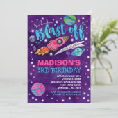 Verjaardagsuitnodiging Ruimtevaart Feestje Kaart (Staand voorkant)