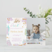 Verjaardagsuitnodiging schilderen met foto kaart (Staand voorkant)