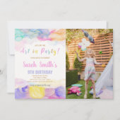 Verjaardagsuitnodiging schilderen met foto kaart (Voorkant)