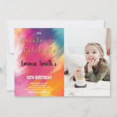 Verjaardagsuitnodiging schilderen met foto kaart (Voorkant)