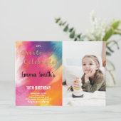 Verjaardagsuitnodiging schilderen met foto kaart (Staand voorkant)