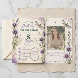 Verjaardagsuitnodiging September Aster Libel Kaart