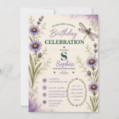 Verjaardagsuitnodiging September Aster Libel Kaart (Voorkant)