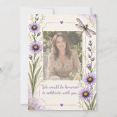 Verjaardagsuitnodiging September Aster Libel Kaart (Achterkant)