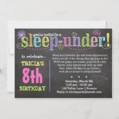 Verjaardagsuitnodiging Sleep-Under Party, Neon Kaart (Voorkant)