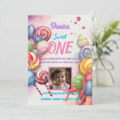 Verjaardagsuitnodiging Snoep Land Sweet Theme Kaart (Staand voorkant)