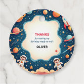 Verjaardagsuitnodiging Space Astronaut Boy Kaart Bedankjes Labels (Achterkant)