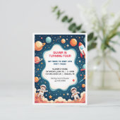 Verjaardagsuitnodiging Space Boy astronaut Briefka Briefkaart (Staand voorkant)