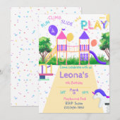 Verjaardagsuitnodiging Speelplaats Kaart (Voorkant / Achterkant)