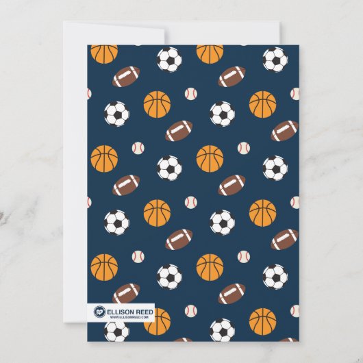 Verjaardagsuitnodiging sport - honkbal, American f Kaart (Achterkant)