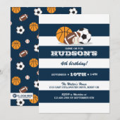 Verjaardagsuitnodiging sport - honkbal, American f Kaart (Voorkant / Achterkant)