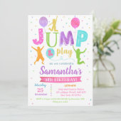 Verjaardagsuitnodiging springen Stuit Trampoline F Kaart (Staand voorkant)