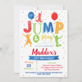 Verjaardagsuitnodiging sprong trampoline feest kaart (Voorkant)