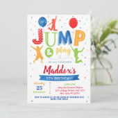 Verjaardagsuitnodiging sprong trampoline feest kaart (Staand voorkant)
