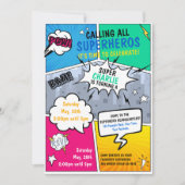 Verjaardagsuitnodiging Superheld Comic Style Kaart (Voorkant)