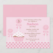 Verjaardagsuitnodiging Sweet Cupcake Kaart (Voorkant / Achterkant)