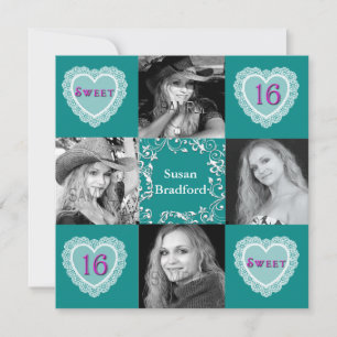 VERJAARDAGSUITNODIGING SWEET SIXTEEN FOTO KAART