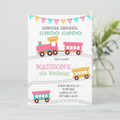 Verjaardagsuitnodiging treinmeisje kaart (Staand voorkant)