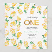 verjaardagsuitnodiging | tropische ananas kaart (Voorkant / Achterkant)