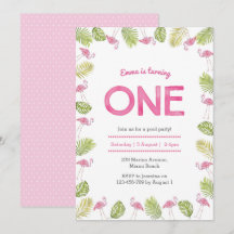 verjaardagsuitnodiging | tropische flamingo