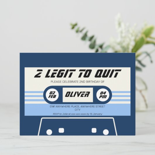 Verjaardagsuitnodiging tweede verjaardag vintage c kaart (Staand voorkant)