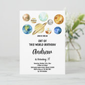Verjaardagsuitnodiging uit deze wereld planeten kaart (Staand voorkant)