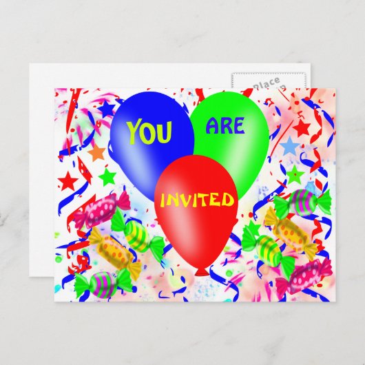 verjaardagsuitnodiging uitnodiging briefkaart (Voorkant / Achterkant)