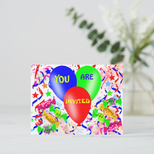 verjaardagsuitnodiging uitnodiging briefkaart (Staand voorkant)