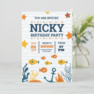Verjaardagsuitnodiging Under The Sea, Feestje met Kaart
