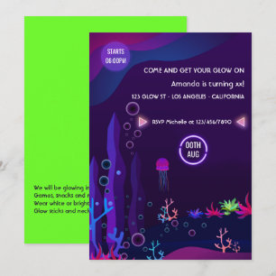 Verjaardagsuitnodiging Under the Sea Glow Kaart