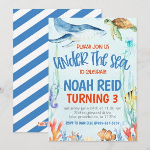 Verjaardagsuitnodiging Under the Sea Kaart