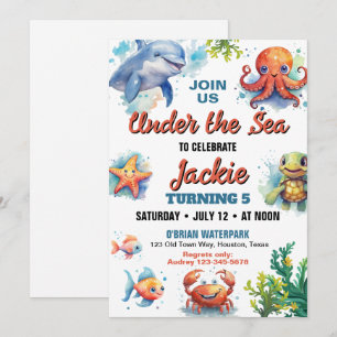 Verjaardagsuitnodiging Under the Sea Kaart