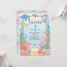 Verjaardagsuitnodiging Under the Sea, Oliver 4e 