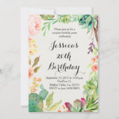 verjaardagsuitnodiging van Cactus Kaart (Voorkant)