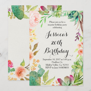 verjaardagsuitnodiging van Cactus Kaart