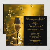 verjaardagsuitnodiging van Champagne Party Kaart (Voorkant / Achterkant)