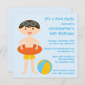 verjaardagsuitnodiging van Cute boy's zomerkoolfee Kaart (Voorkant / Achterkant)