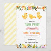 verjaardagsuitnodiging van de lente-eend kaart (Voorkant / Achterkant)