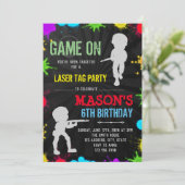 verjaardagsuitnodiging van de Paintball-partij Kaart (Staand voorkant)