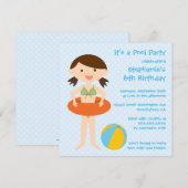 verjaardagsuitnodiging van de zomerpoolpartij van  kaart (Voorkant / Achterkant)