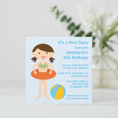 verjaardagsuitnodiging van de zomerpoolpartij van  kaart (Staand voorkant)