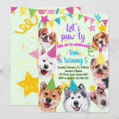 verjaardagsuitnodiging van Dog party Kaart (Voorkant / Achterkant)