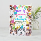 verjaardagsuitnodiging van Dog party Kaart (Staand voorkant)